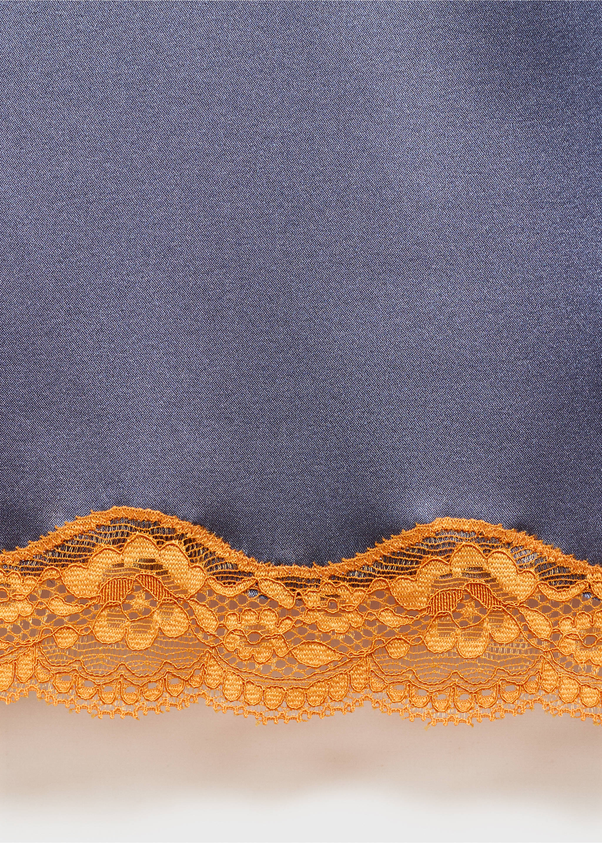 قميص نوم حرير بتفاصيل دانتيل بلون متباين - تفاصيل المنتج 0, أزرق بلون الحبر. Ref: 17044112-00.