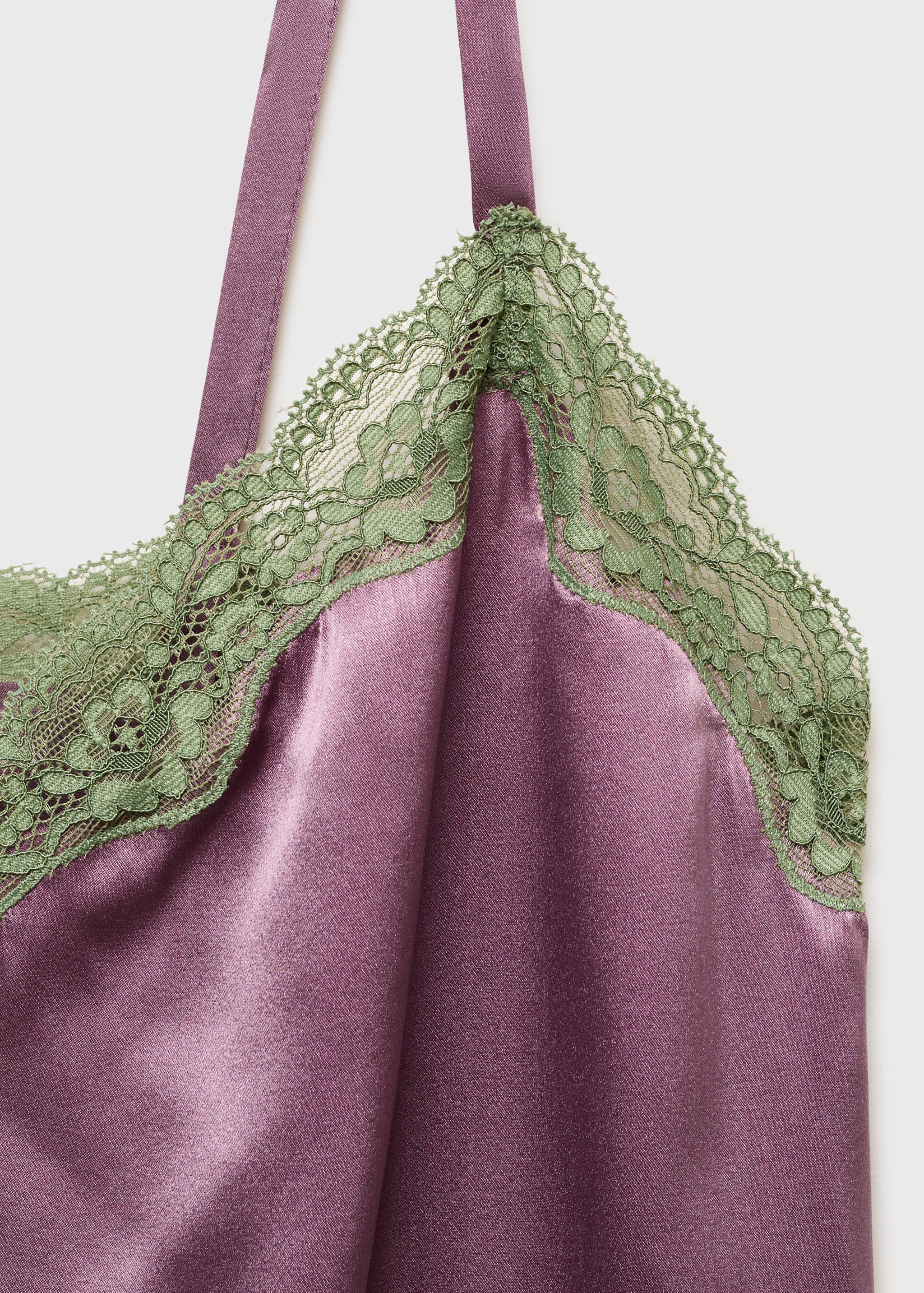 Chemise de nuit soie et dentelle contrastée - Détail de l'article 8