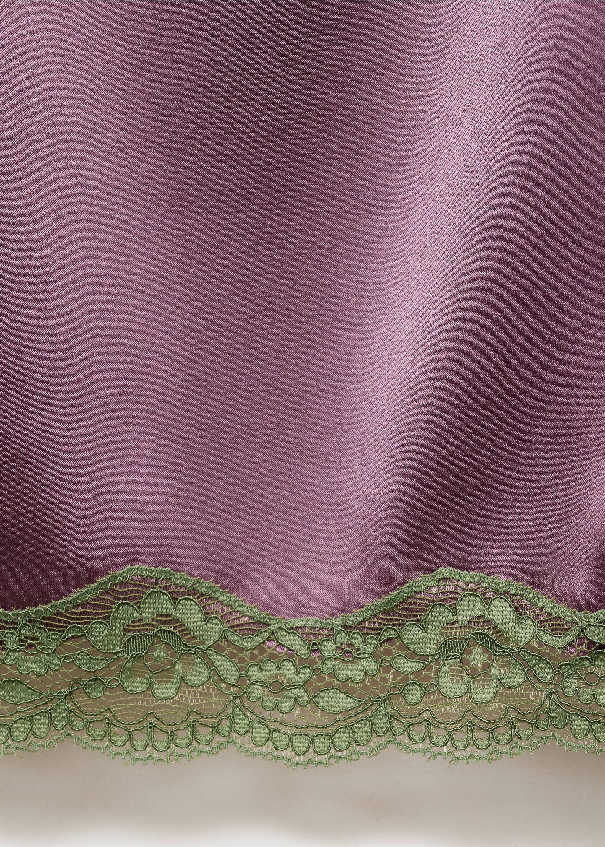 قميص نوم حرير بتفاصيل دانتيل بلون متباين - تفاصيل المنتج 0, أرجواني. Ref: 17044112-00.