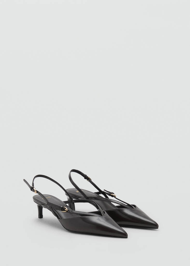 Kitten-heeled strappy shoes — Dark Heather Grey