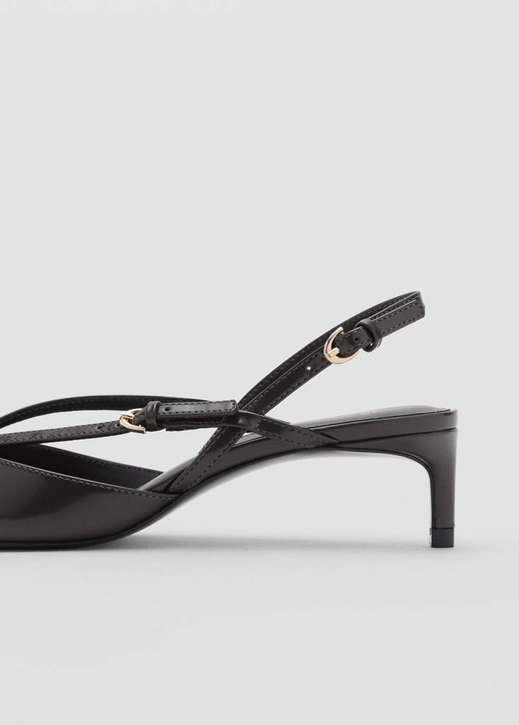 Kitten-heeled strappy shoes — Dark Heather Grey