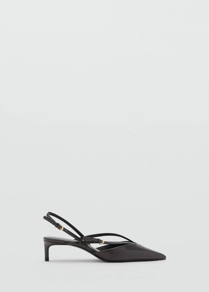Kitten-heeled strappy shoes — Dark Heather Grey