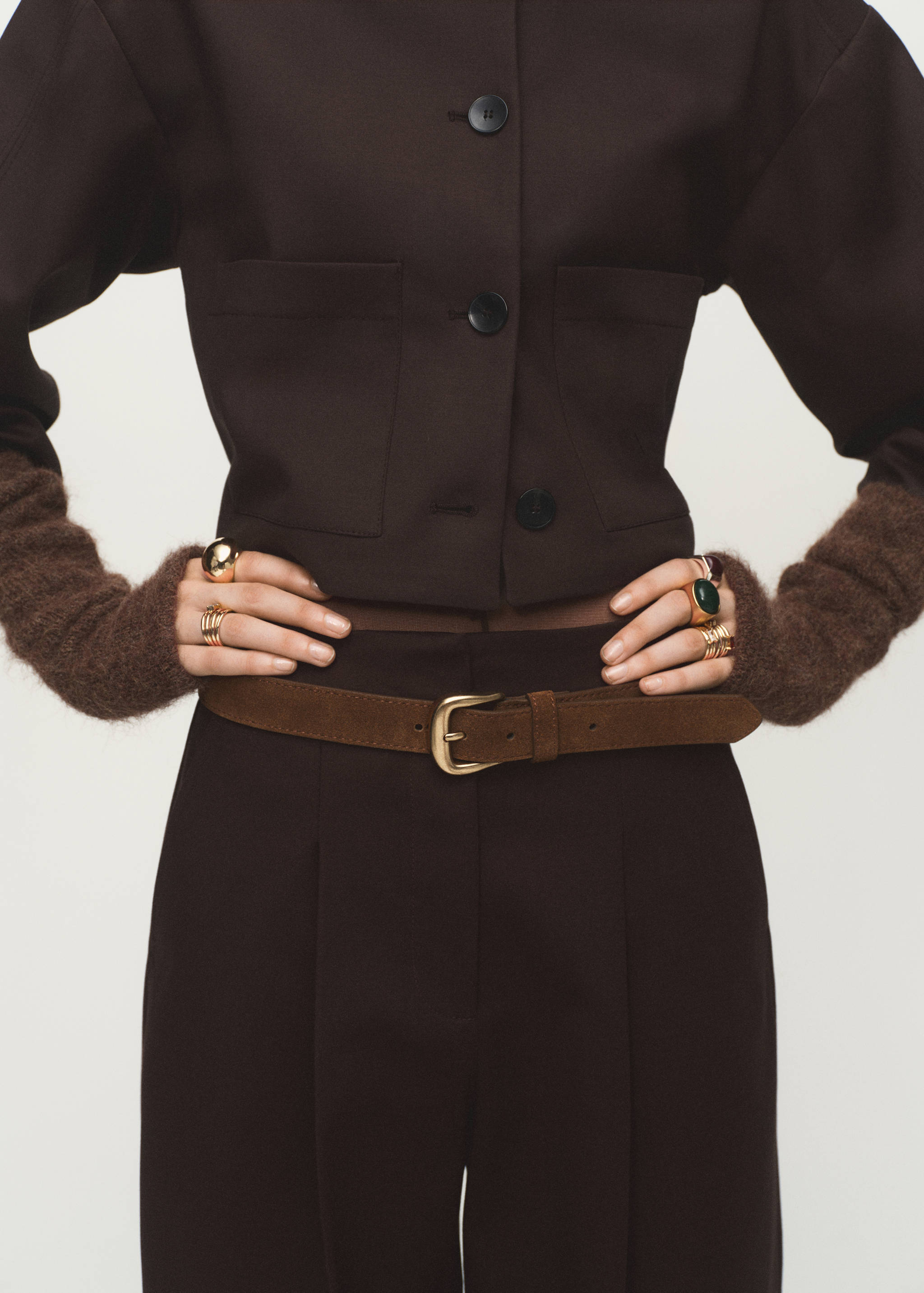 Cropped jacket with pockets - Medium plane