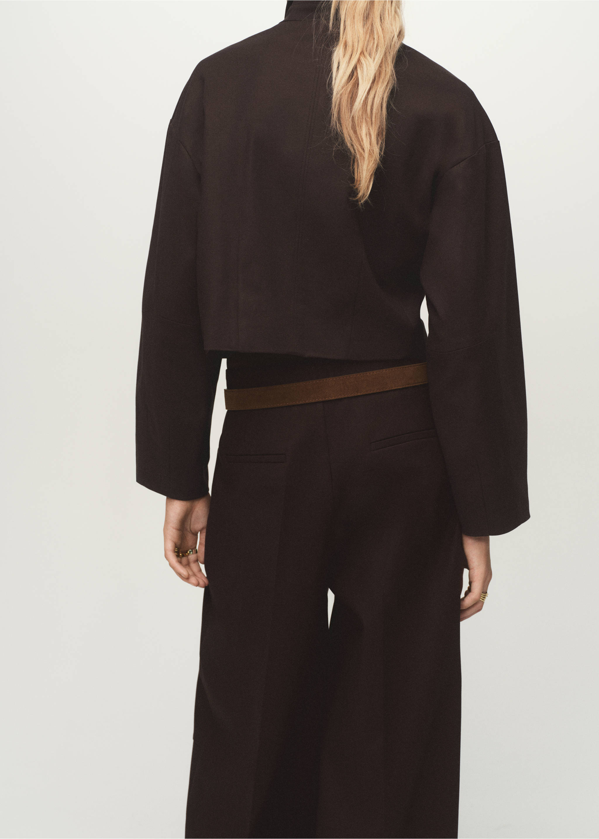 Veste crop poches - Verso de l’article, Chocolat. Ref: 17044119-00.