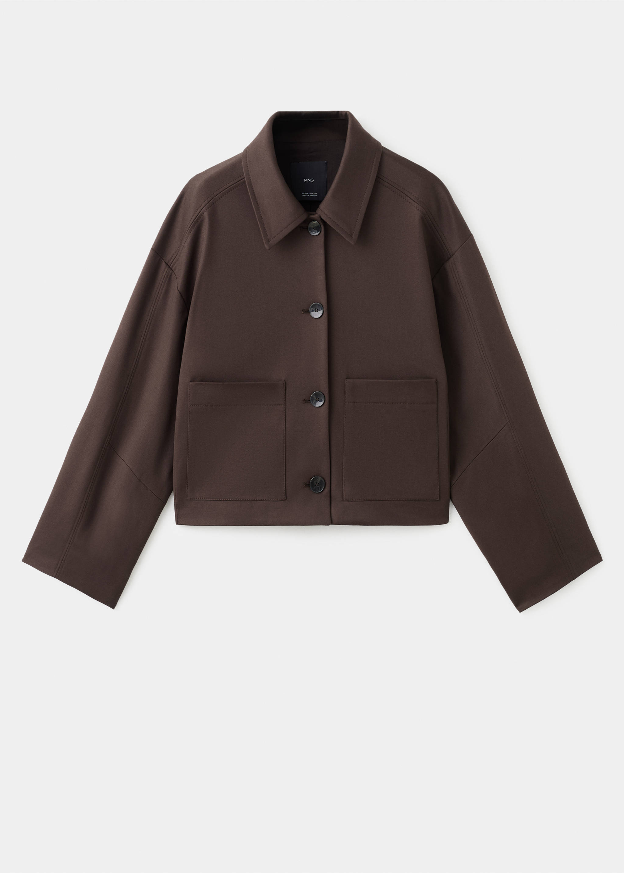 Veste crop poches - Article sans modèle, Chocolat. Ref: 17044119-00.
