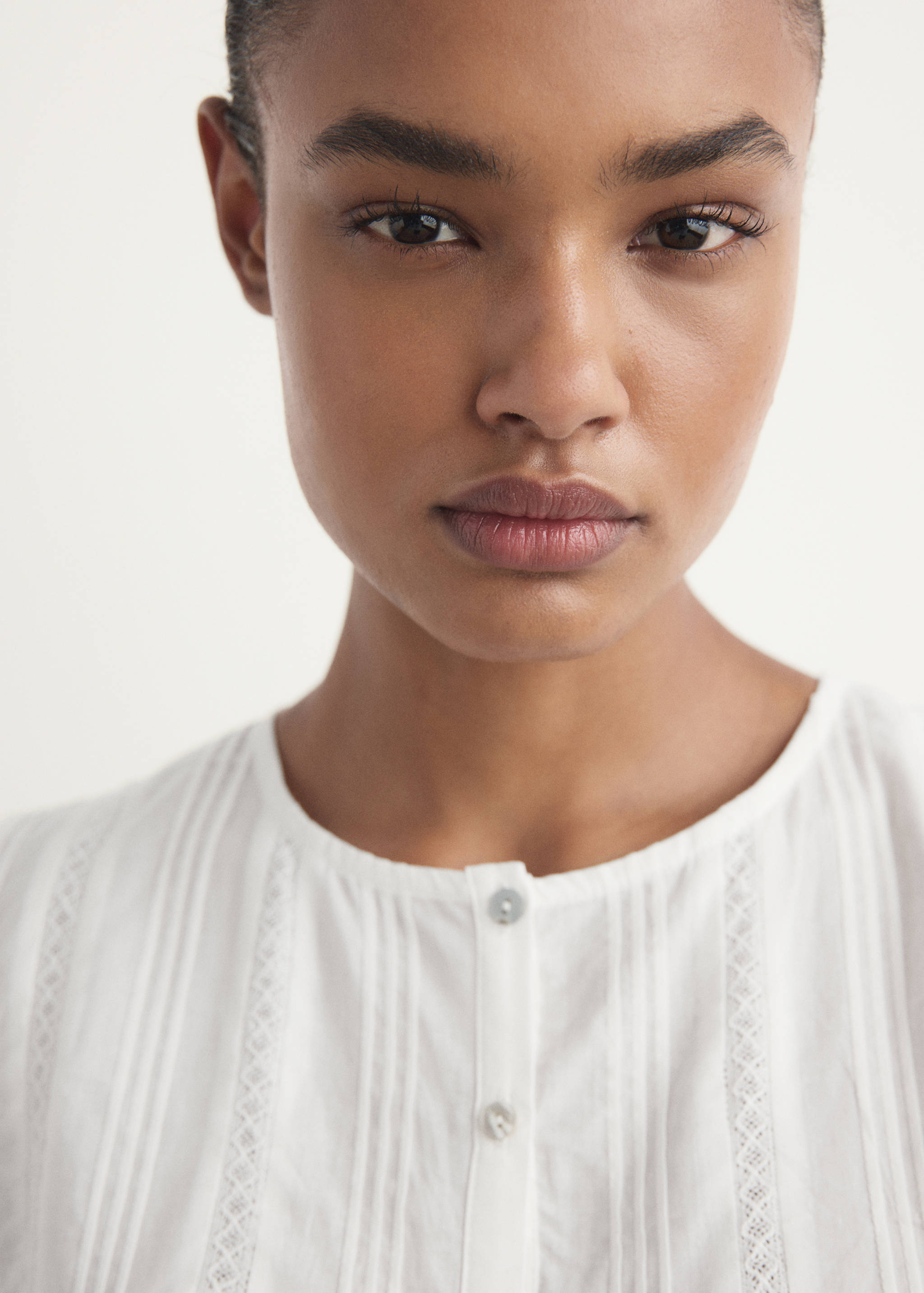 Chemise de nuit coton détails dentelle - Détail de l'article 1