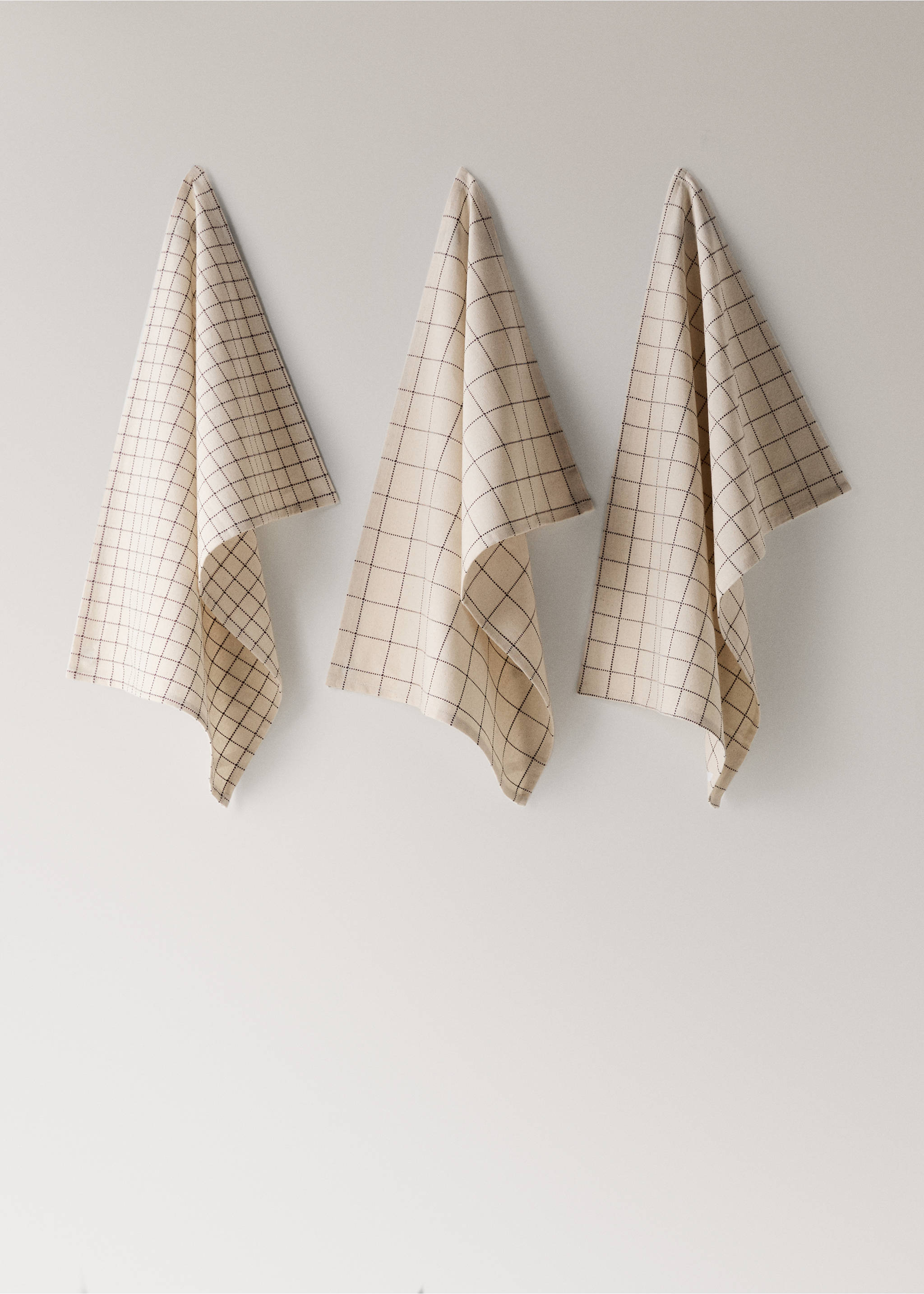 Check cotton kitchen towels - Article without model, Brown. Ref: 17044135-00.