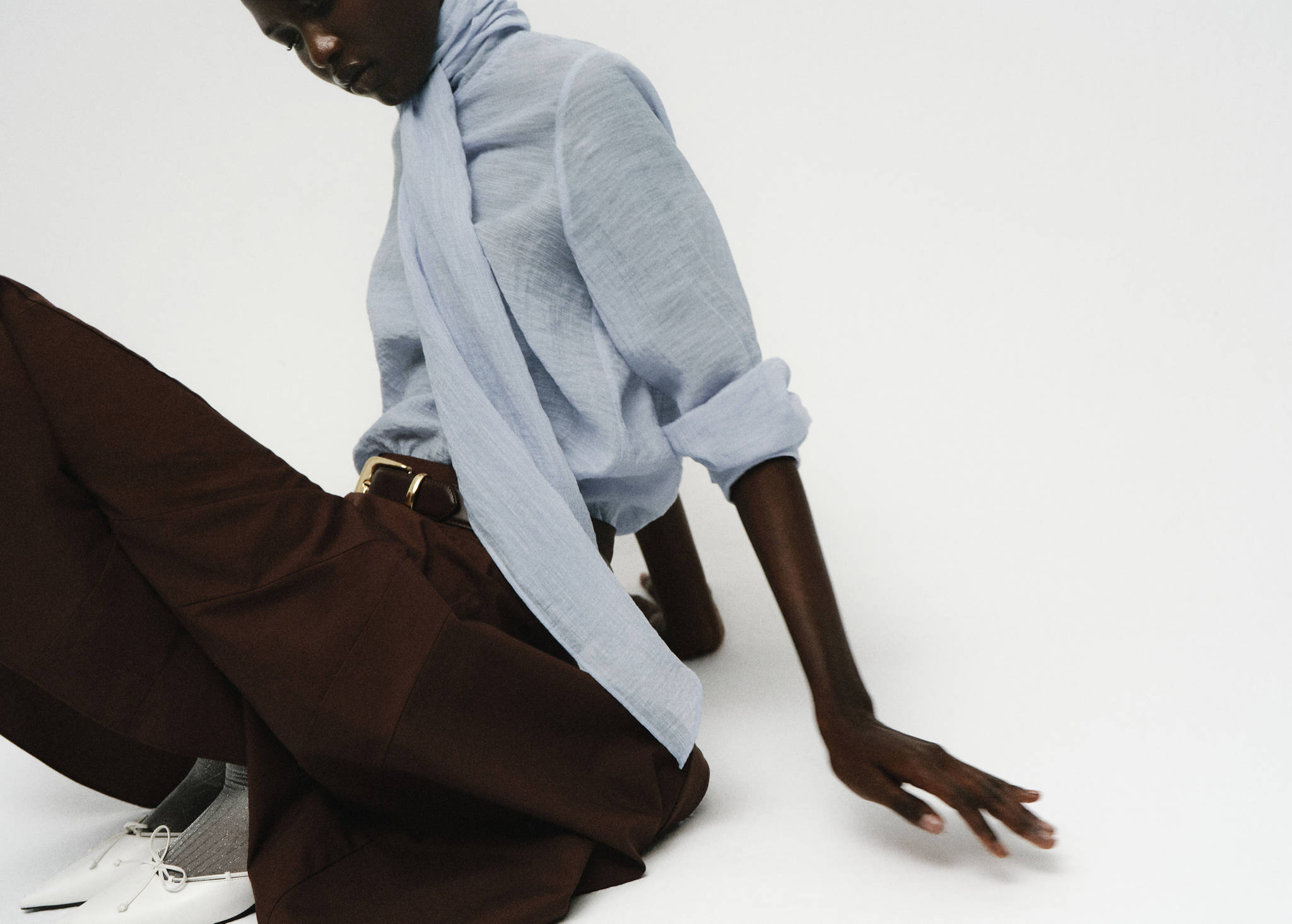 Textured blouse with foulard - Panoramic plane