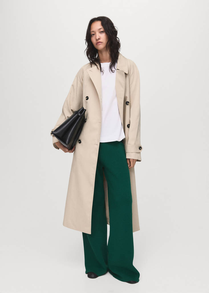 Fine-knit straight-fit trousers — Dark Green