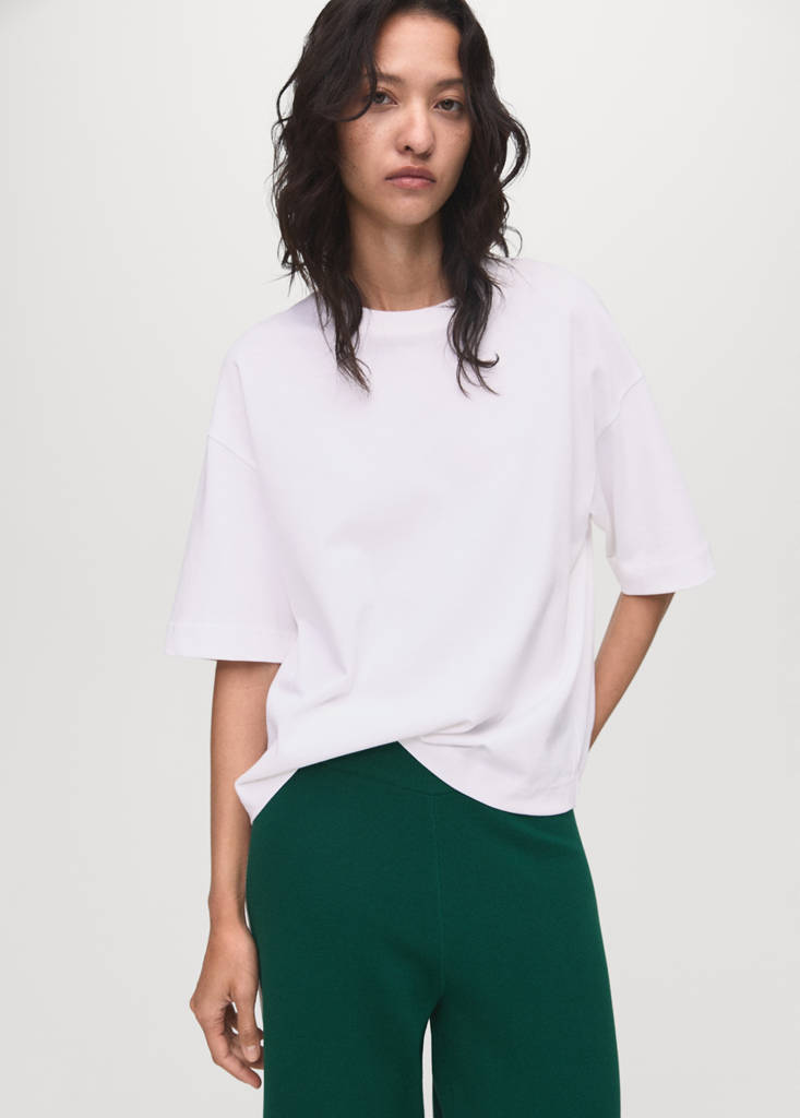 Fine-knit straight-fit trousers — Dark Green