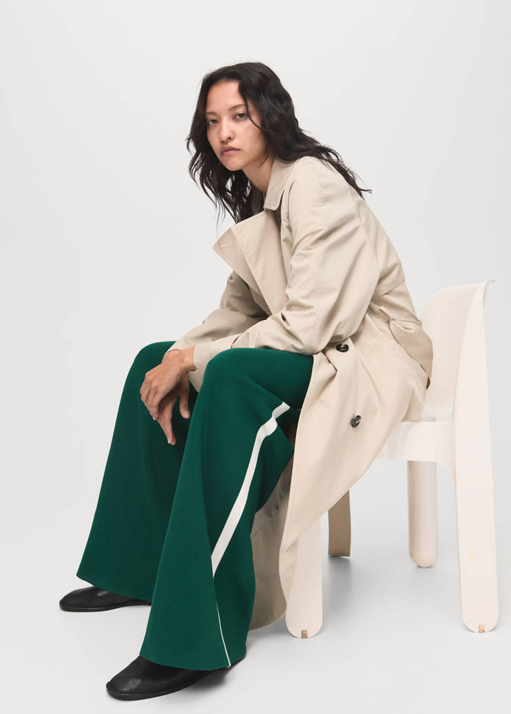 Fine-knit straight-fit trousers — Dark Green