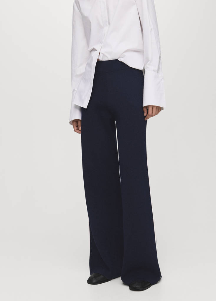 Fine-knit straight-fit trousers — Dark Navy