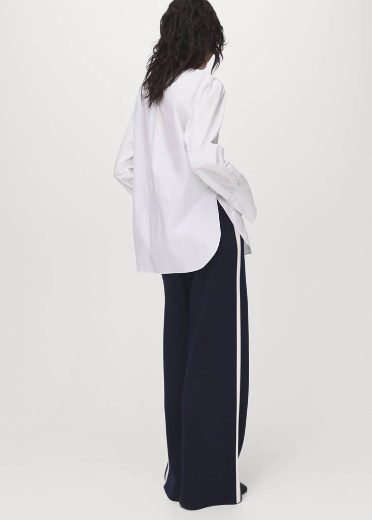 Fine-knit straight-fit trousers — Dark Navy