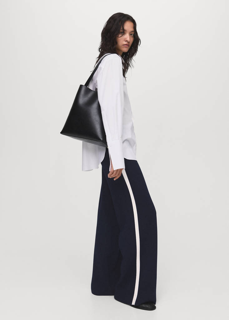 Fine-knit straight-fit trousers — Dark Navy