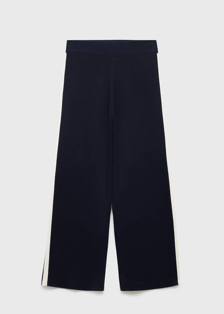 Fine-knit straight-fit trousers — Dark Navy