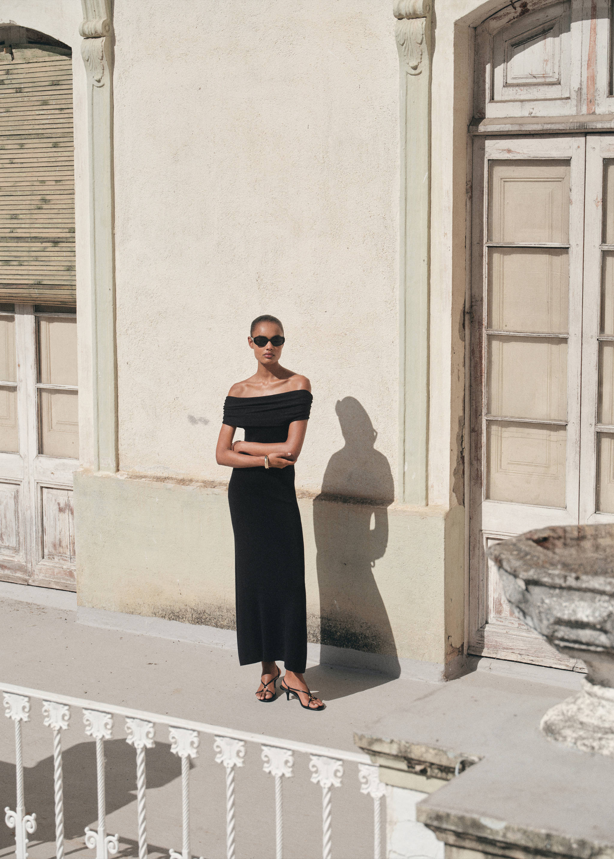 Vestido punto palabra de honor - Plano general