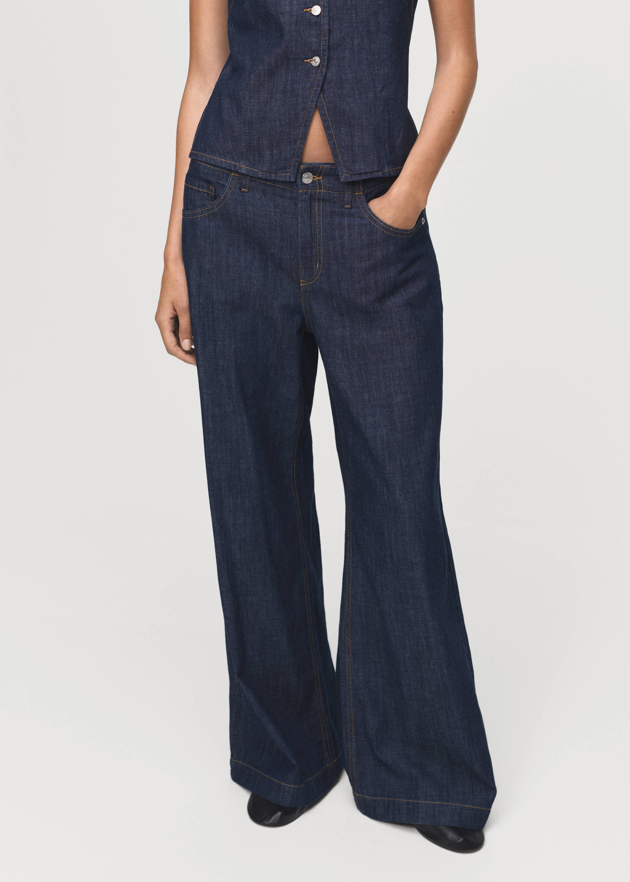 Wide leg mid-rise jeans - Medium plane