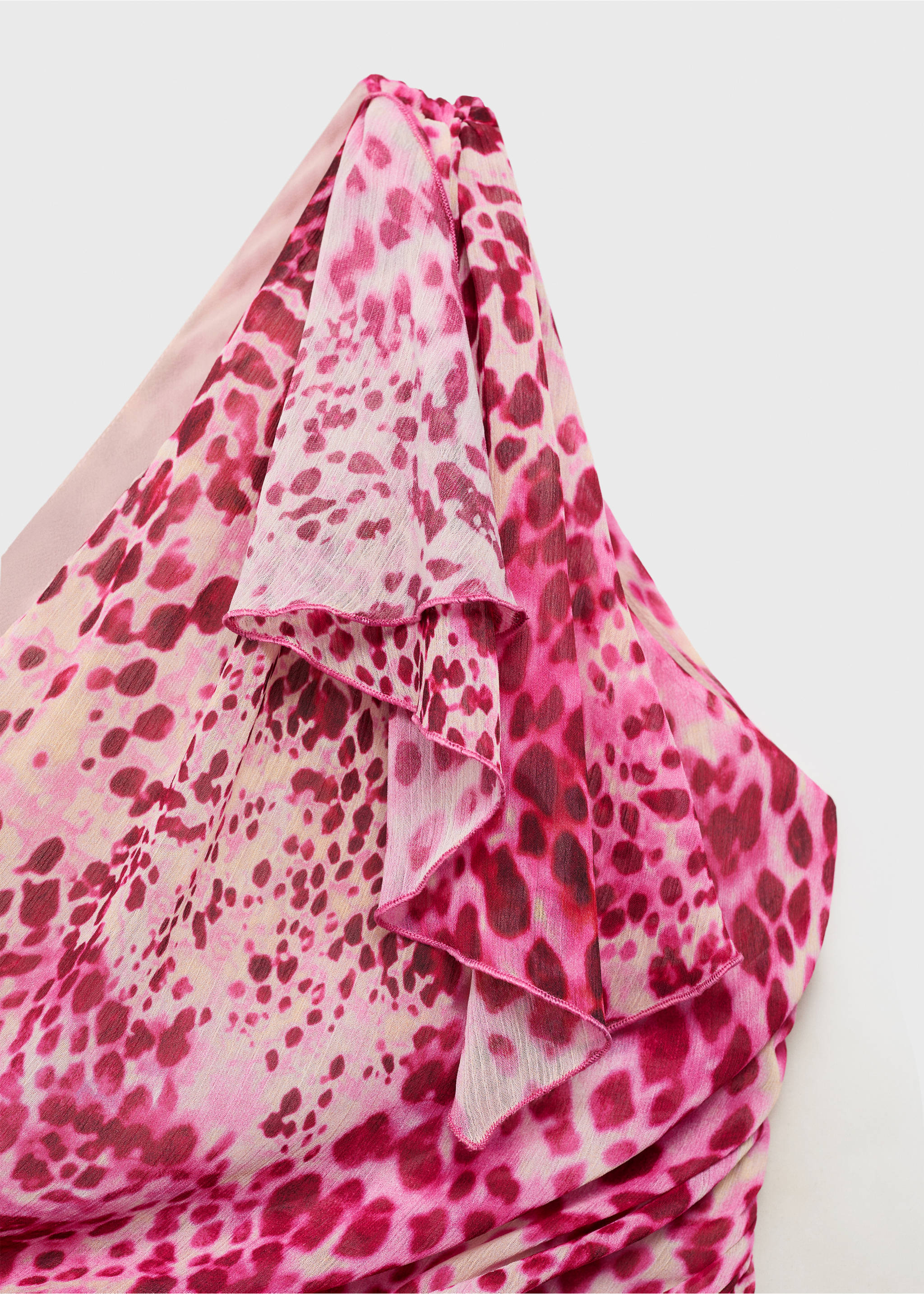 Asymmetrical animal-print dress - Details of the article 8, Fuchsia. Ref: 17044145-00.