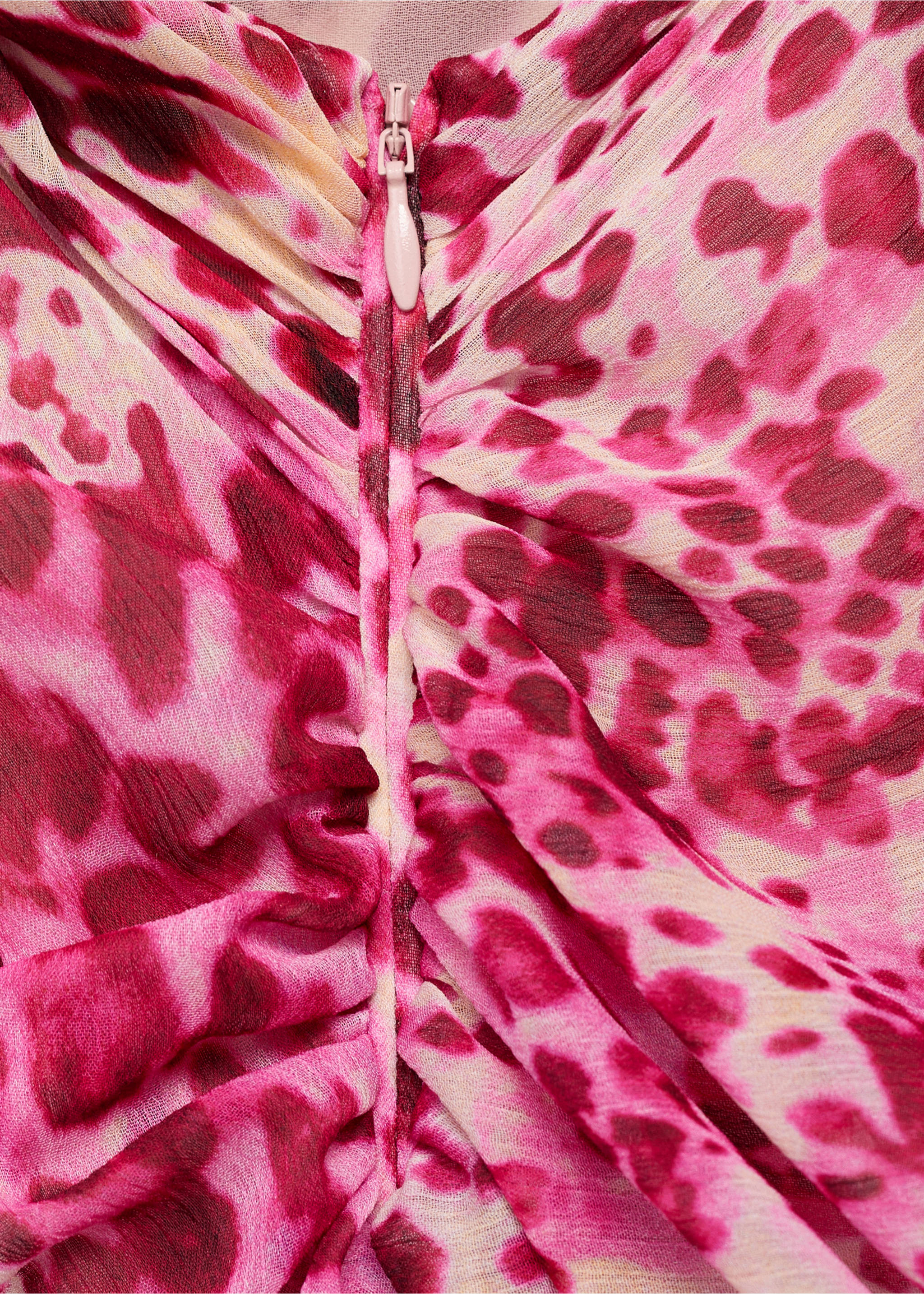 Asymmetrical animal-print dress - Details of the article 0, Fuchsia. Ref: 17044145-00.