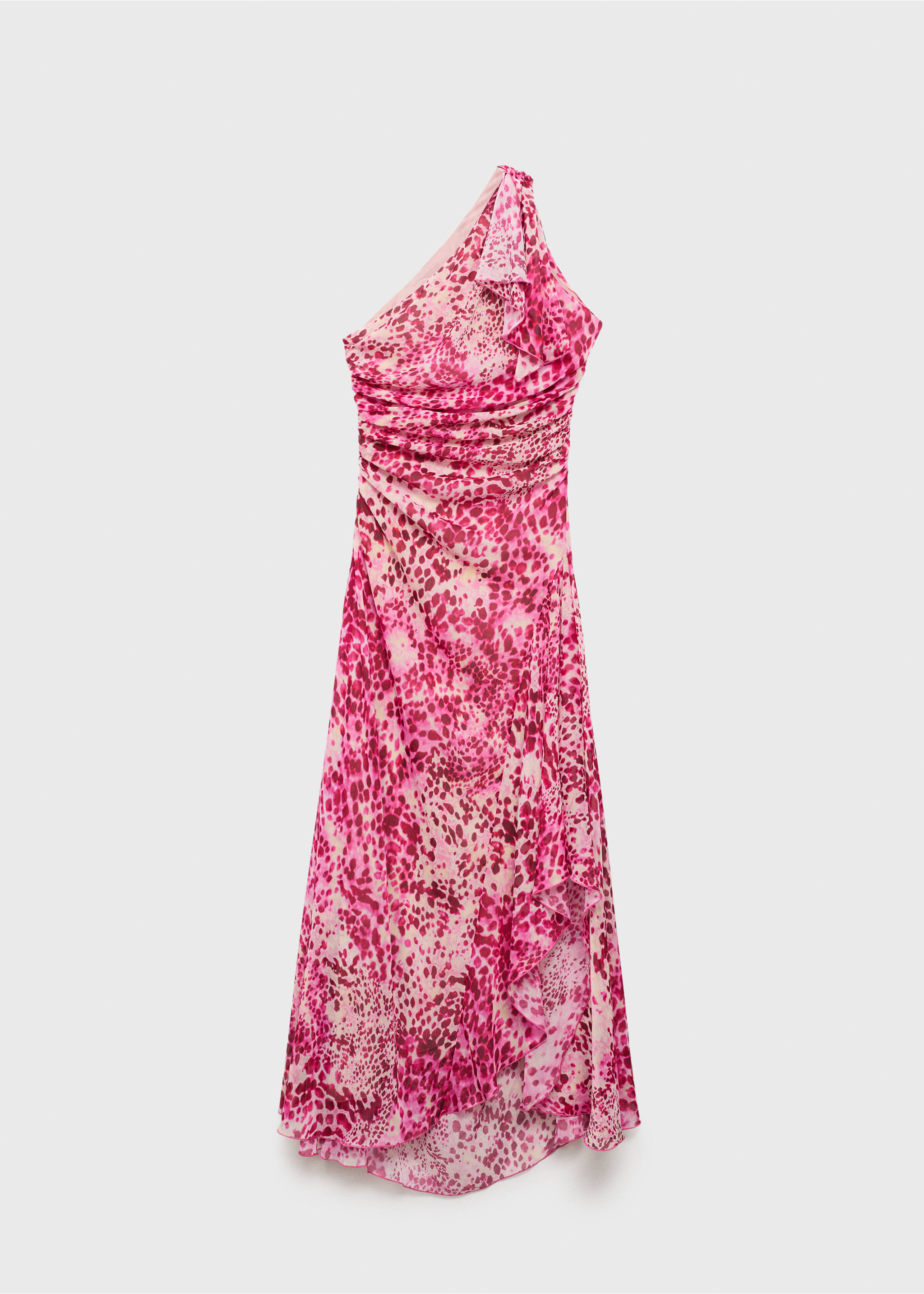 Asymmetrical animal-print dress - Article without model, Fuchsia. Ref: 17044145-00.