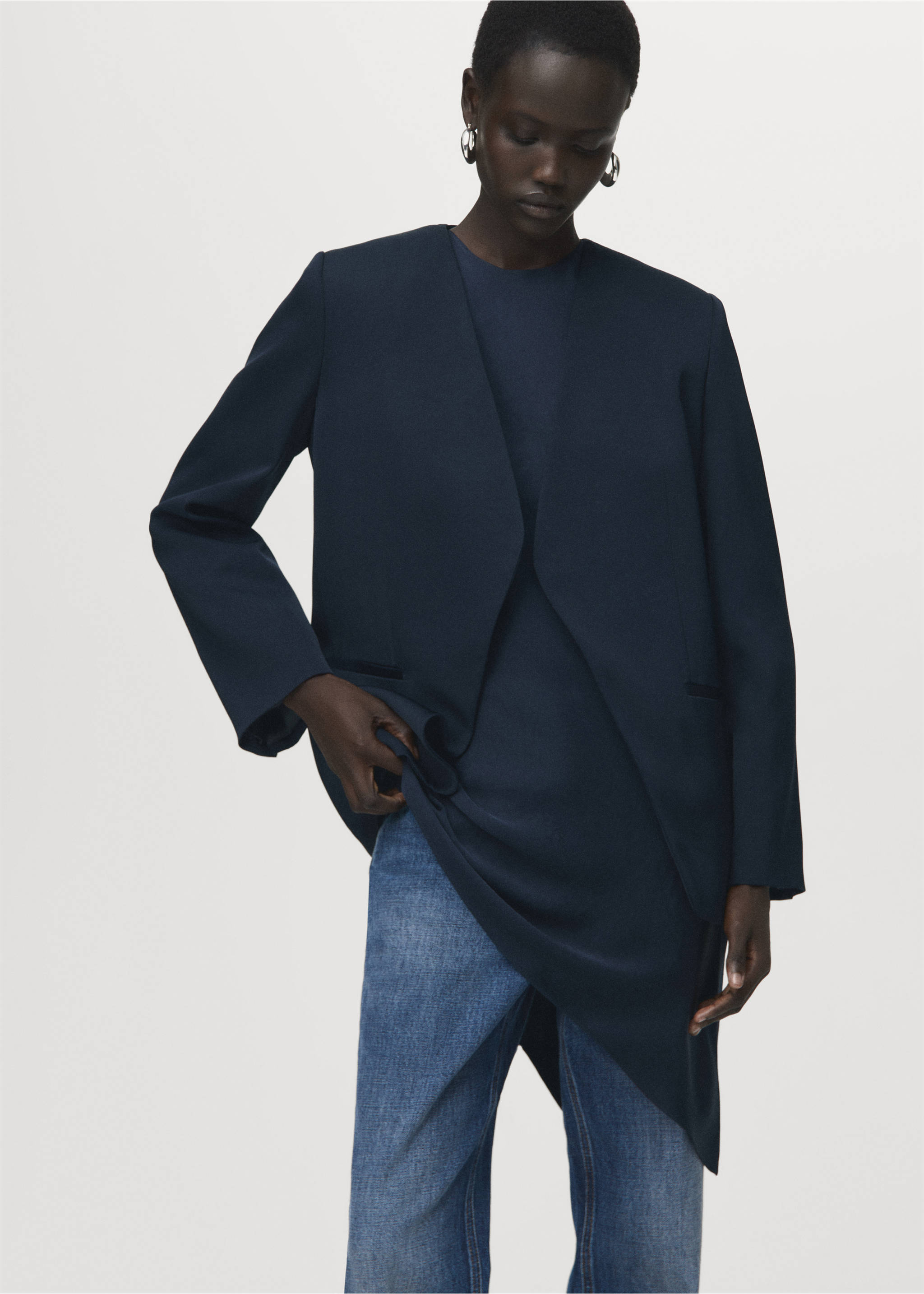 Double-breasted suit blazer - Medium plane, Navy. Ref: 17044147-00.