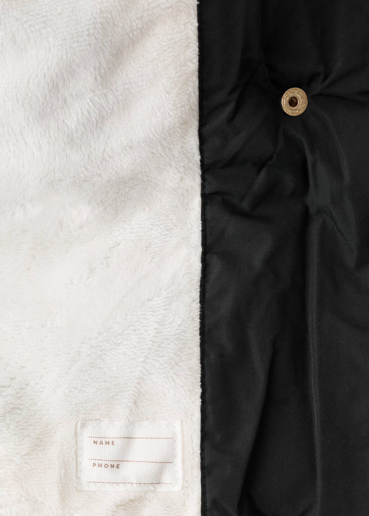 Long anorak with fur-effect lining — Black