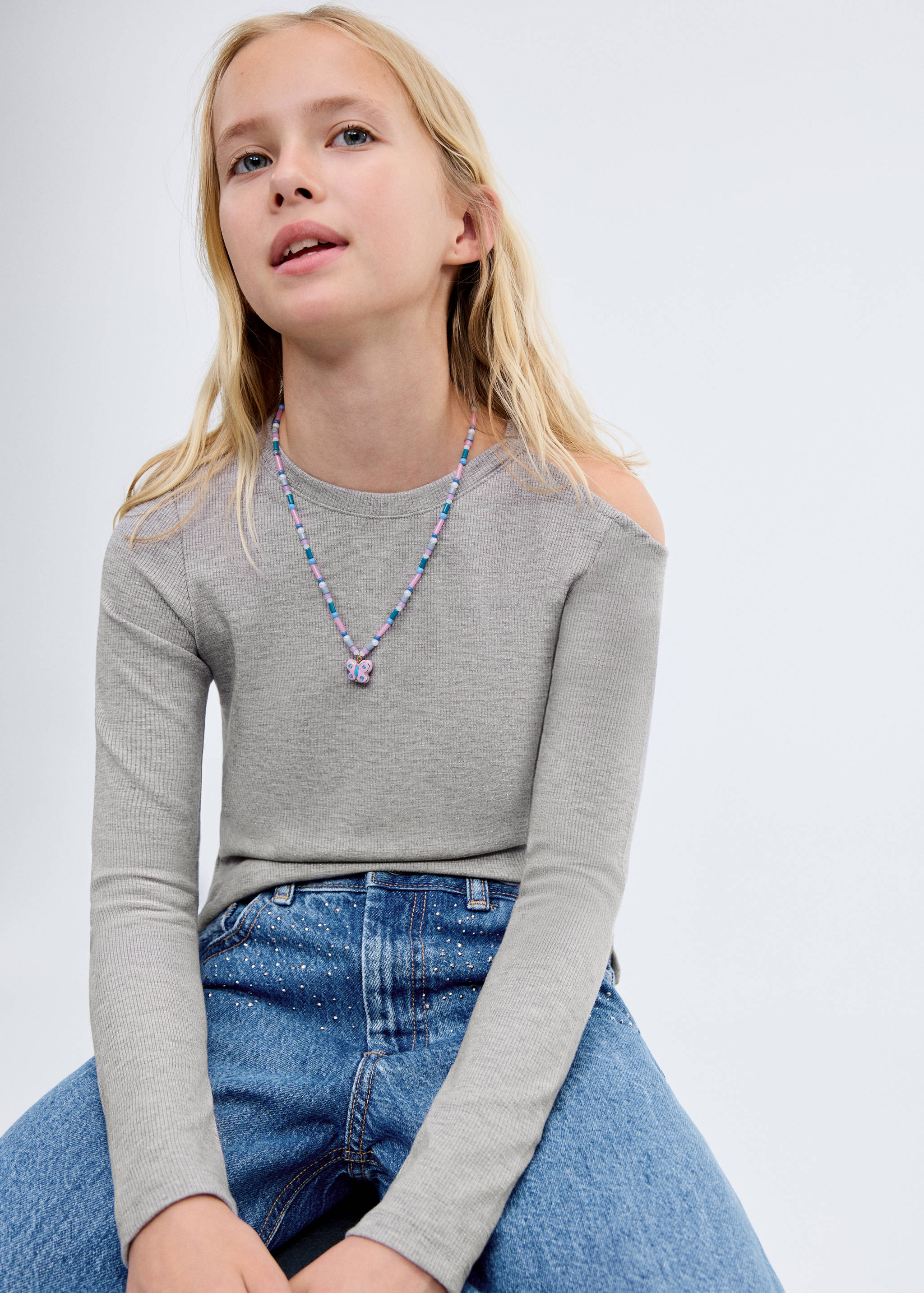 Culotte jeans with rhinestones - Medium plane