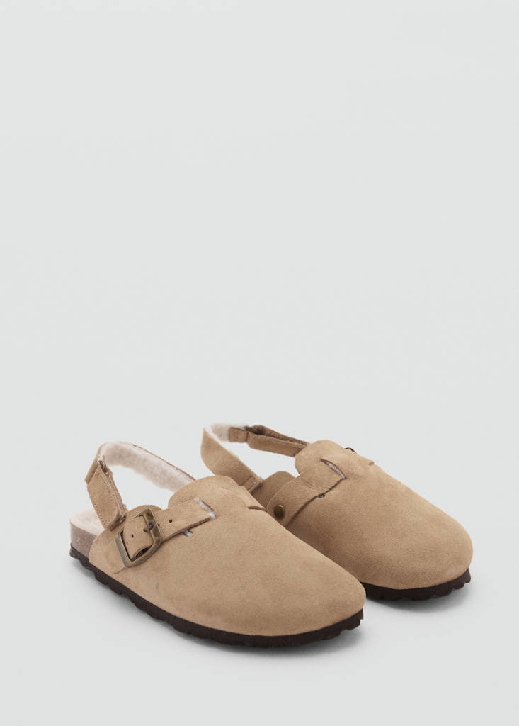 Sheepskin clogs with fur-effect lining — Sand