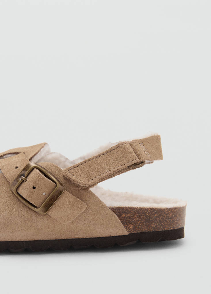 Sheepskin clogs with fur-effect lining — Sand