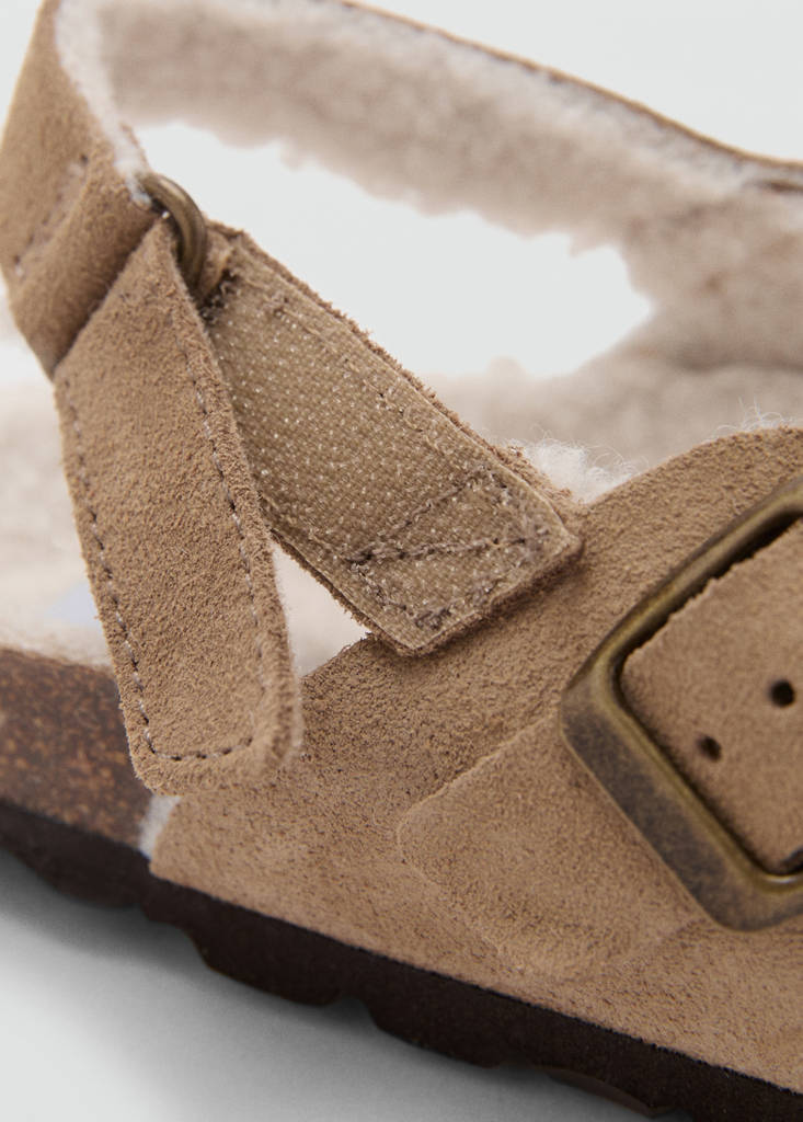 Sheepskin clogs with fur-effect lining — Sand