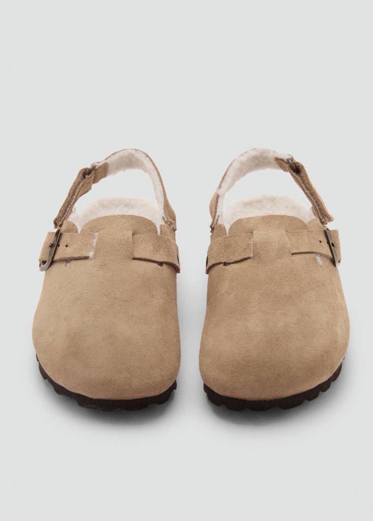 Sheepskin clogs with fur-effect lining — Sand