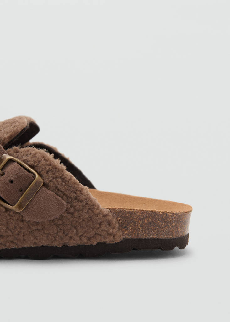 Faux-shearling clogs — Brown
