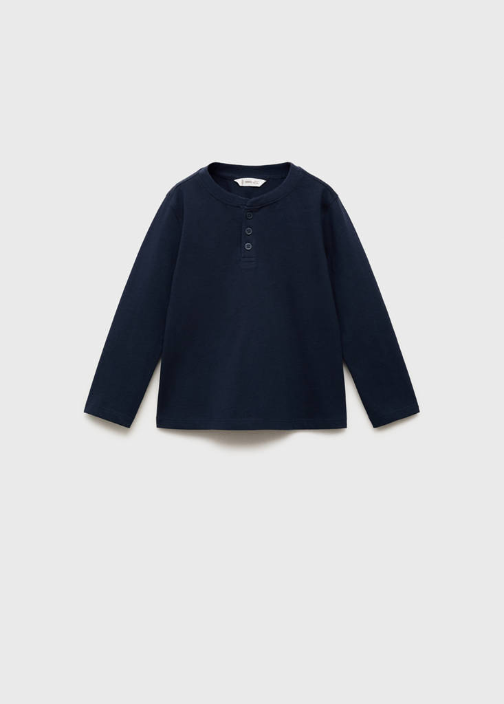 Long sleeve cotton t-shirt — Navy