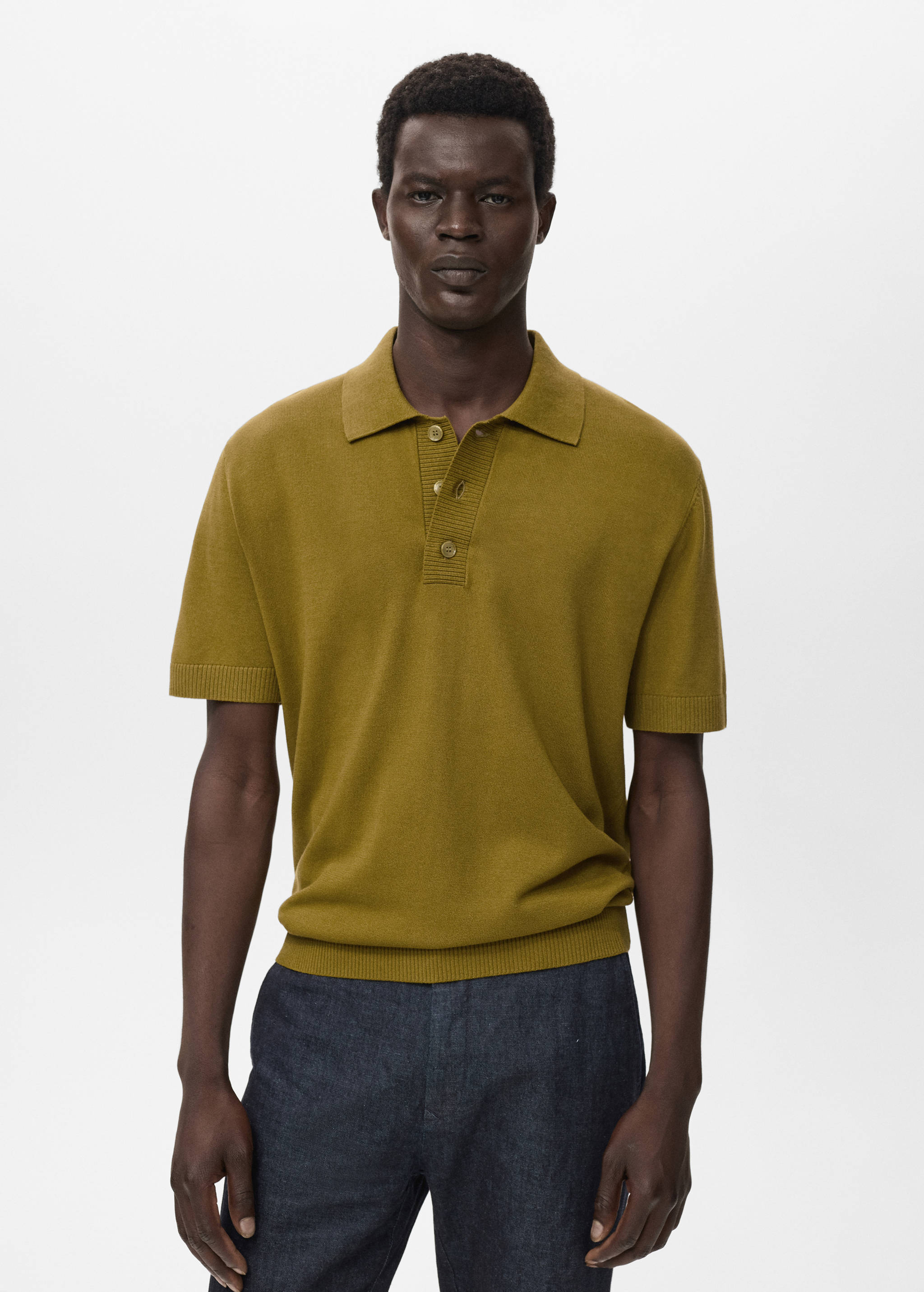 Cotton knitted polo shirt - Medium plane