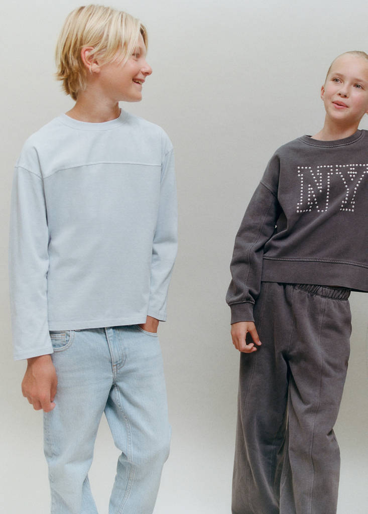 MANGO KIDS - T-shirt coton couture bleu ciel - 7-8 ans - Garçon