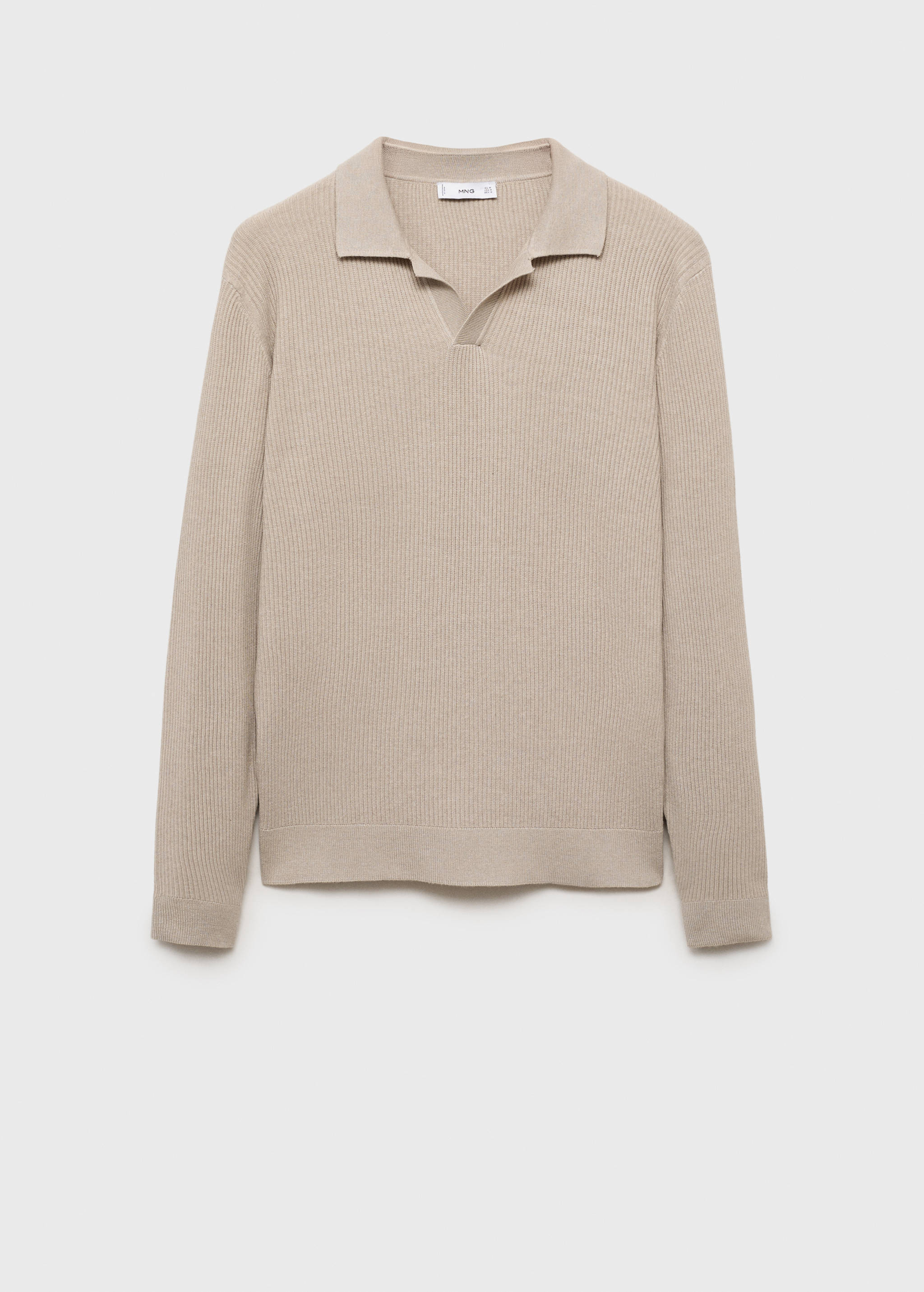 Cotton-blend ribbed polo sweater - Article without model