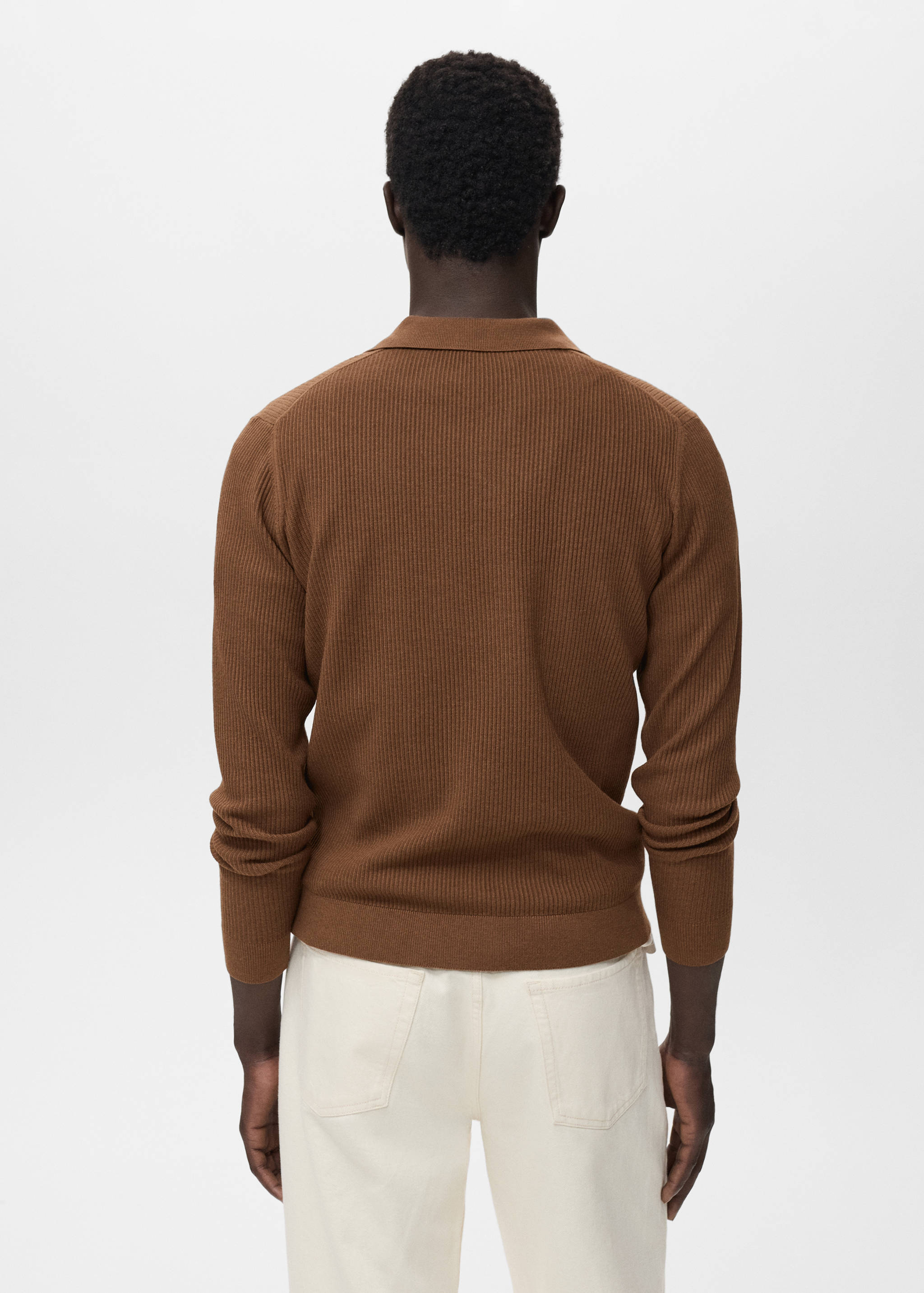 Cotton-blend ribbed polo sweater - Reverse of the article