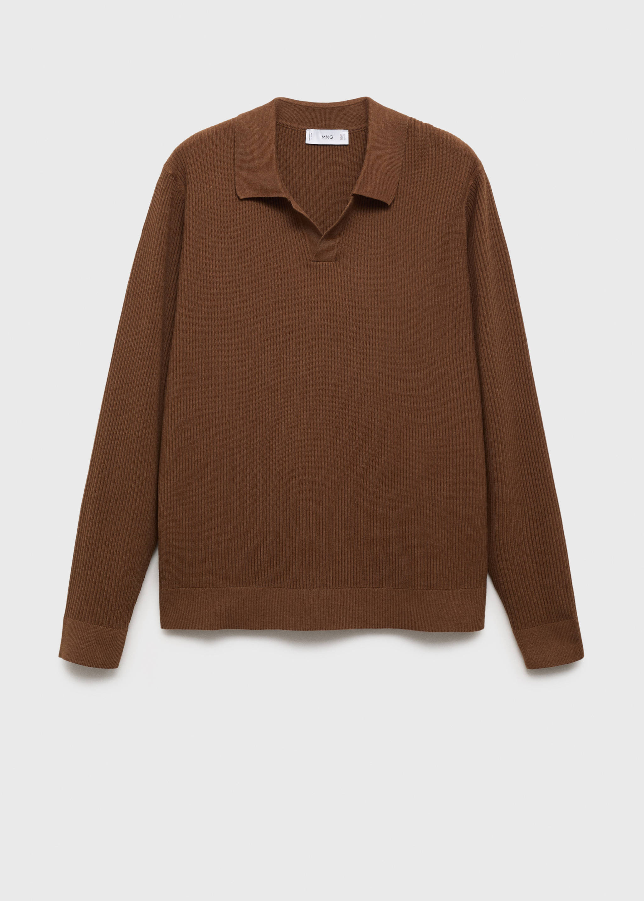 Cotton-blend ribbed polo sweater - Article without model