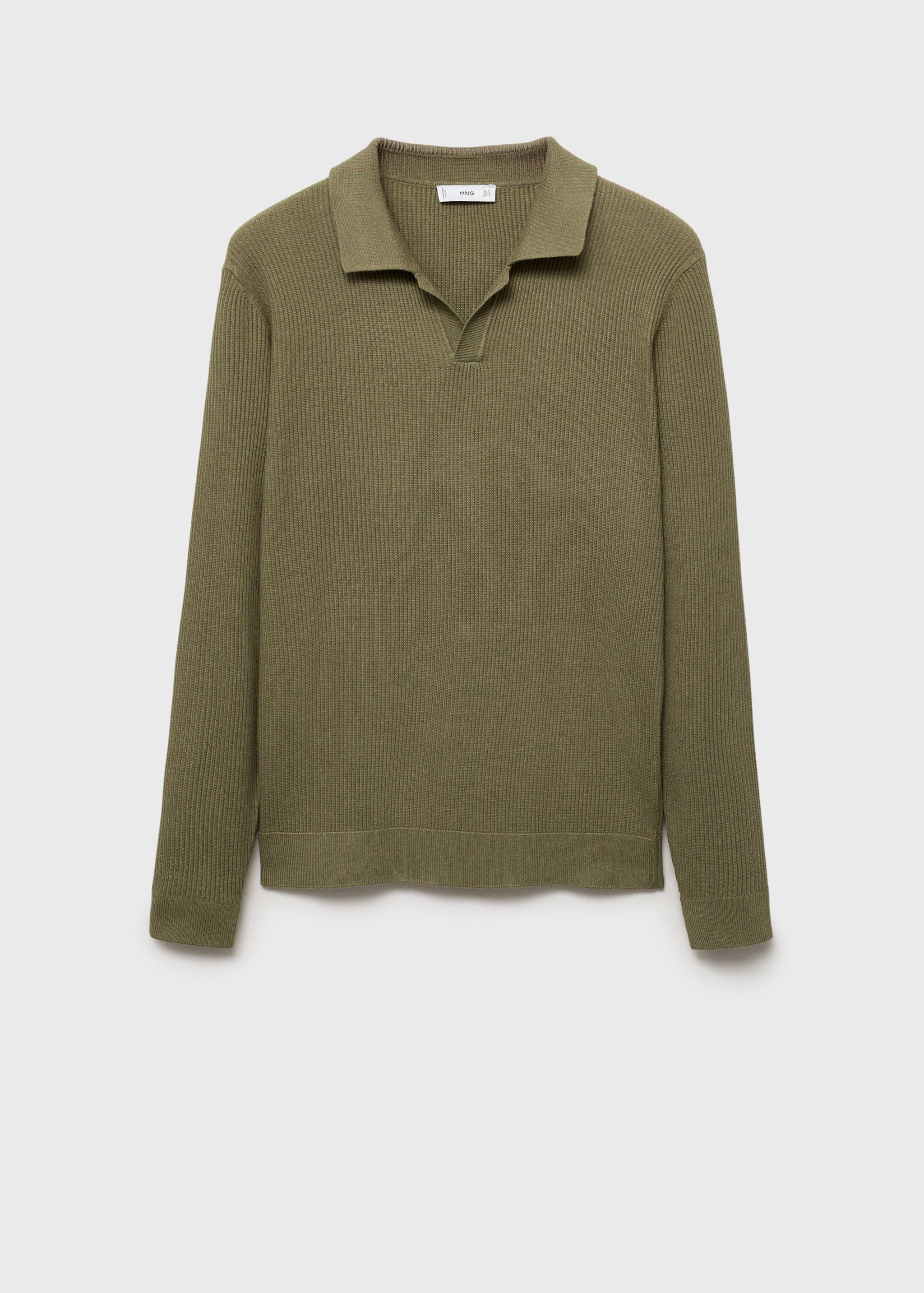Cotton-blend ribbed polo sweater - Article without model
