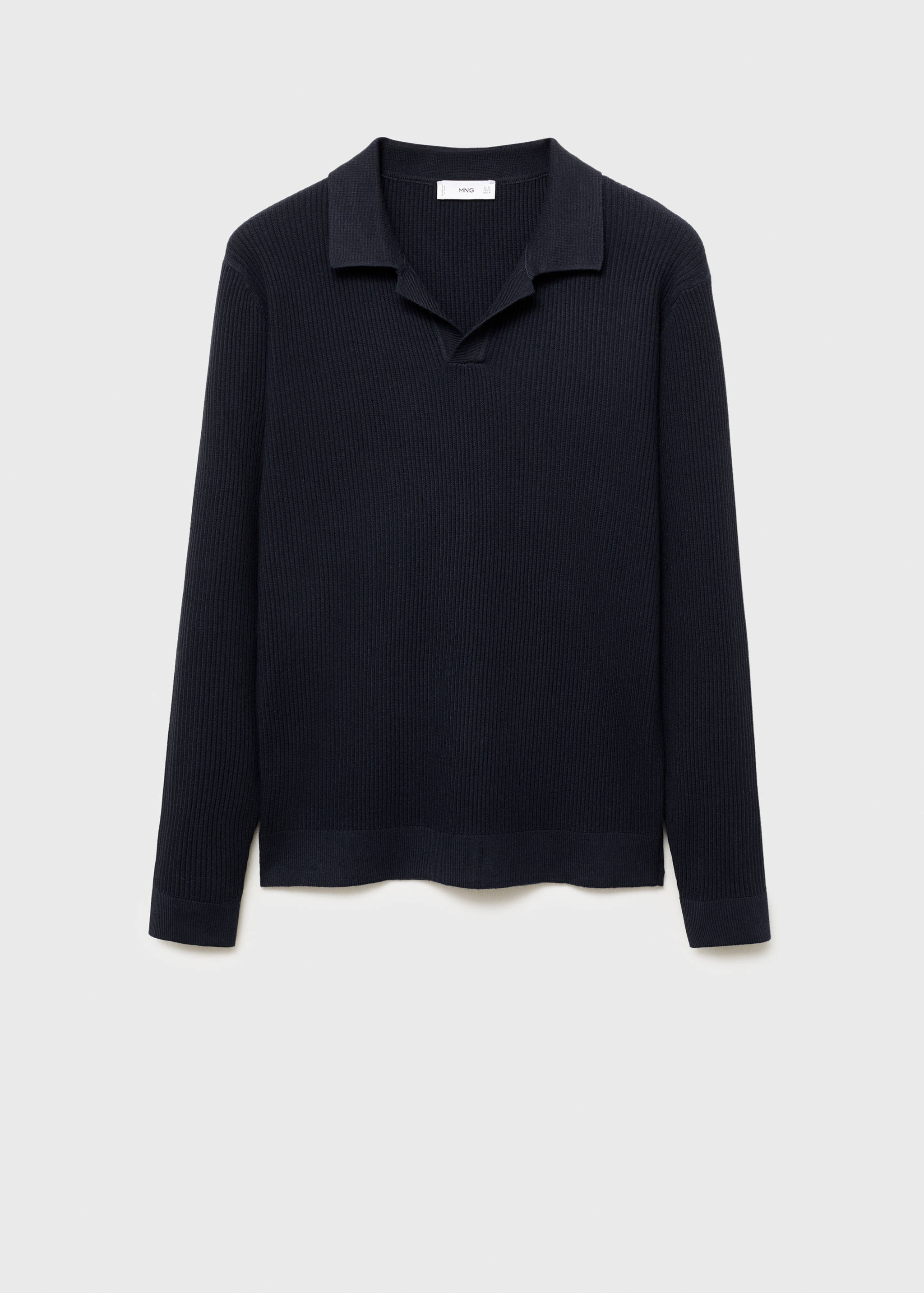 Cotton-blend ribbed polo sweater - Article without model