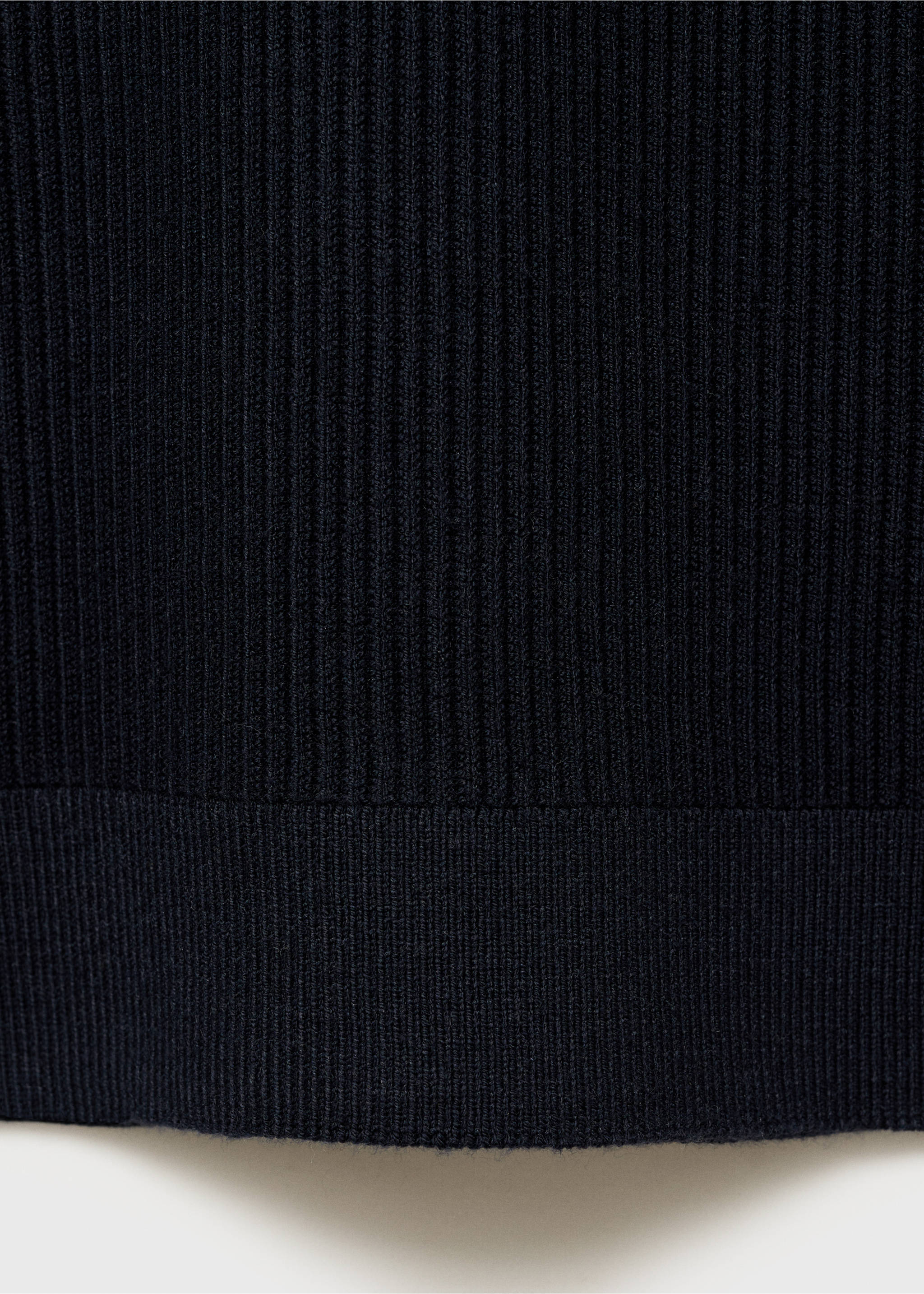 Cotton-blend ribbed polo sweater - Details of the article 0, Navy. Ref: 17044428-00.