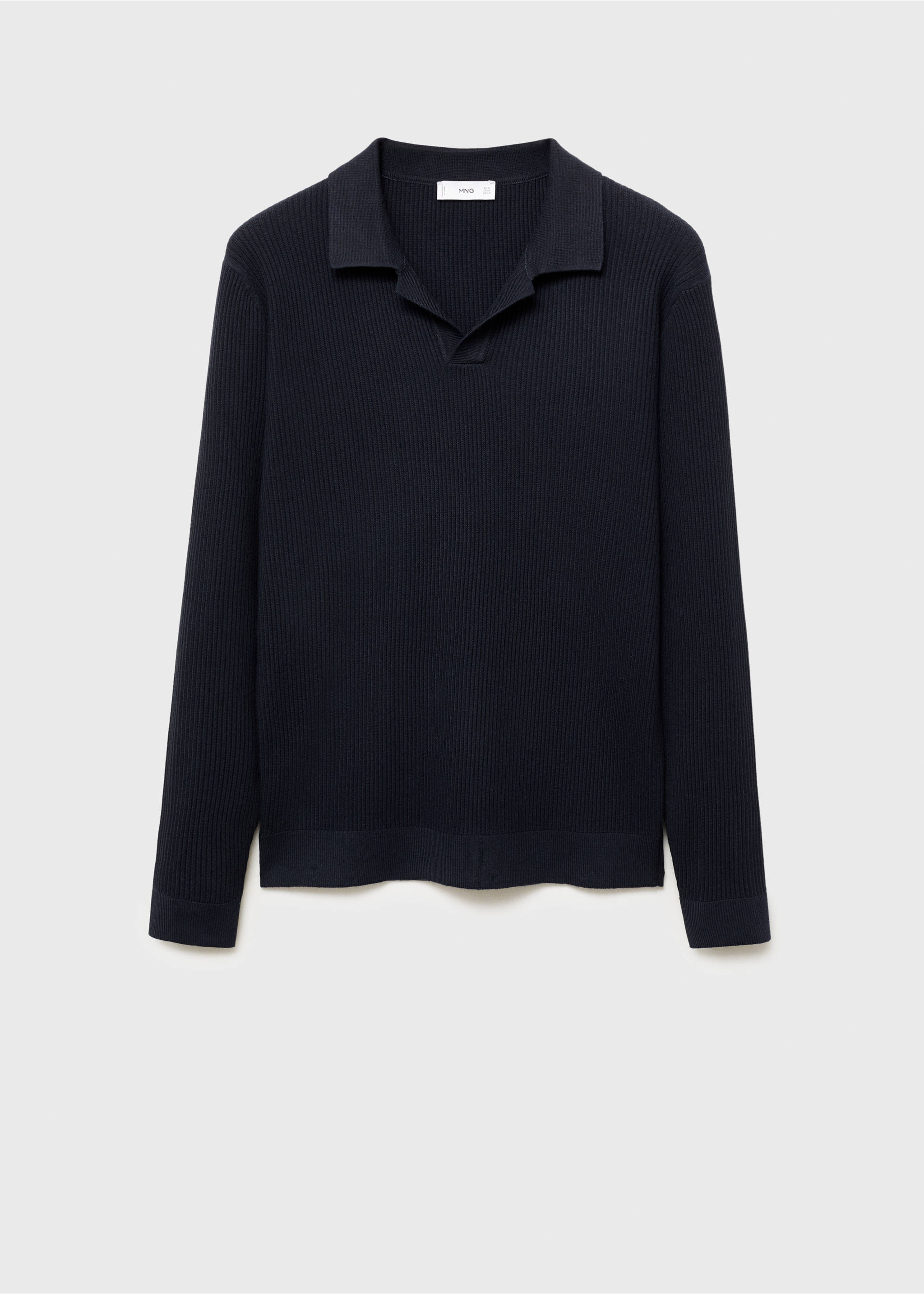Cotton-blend ribbed polo sweater - Article without model, Navy. Ref: 17044428-00.