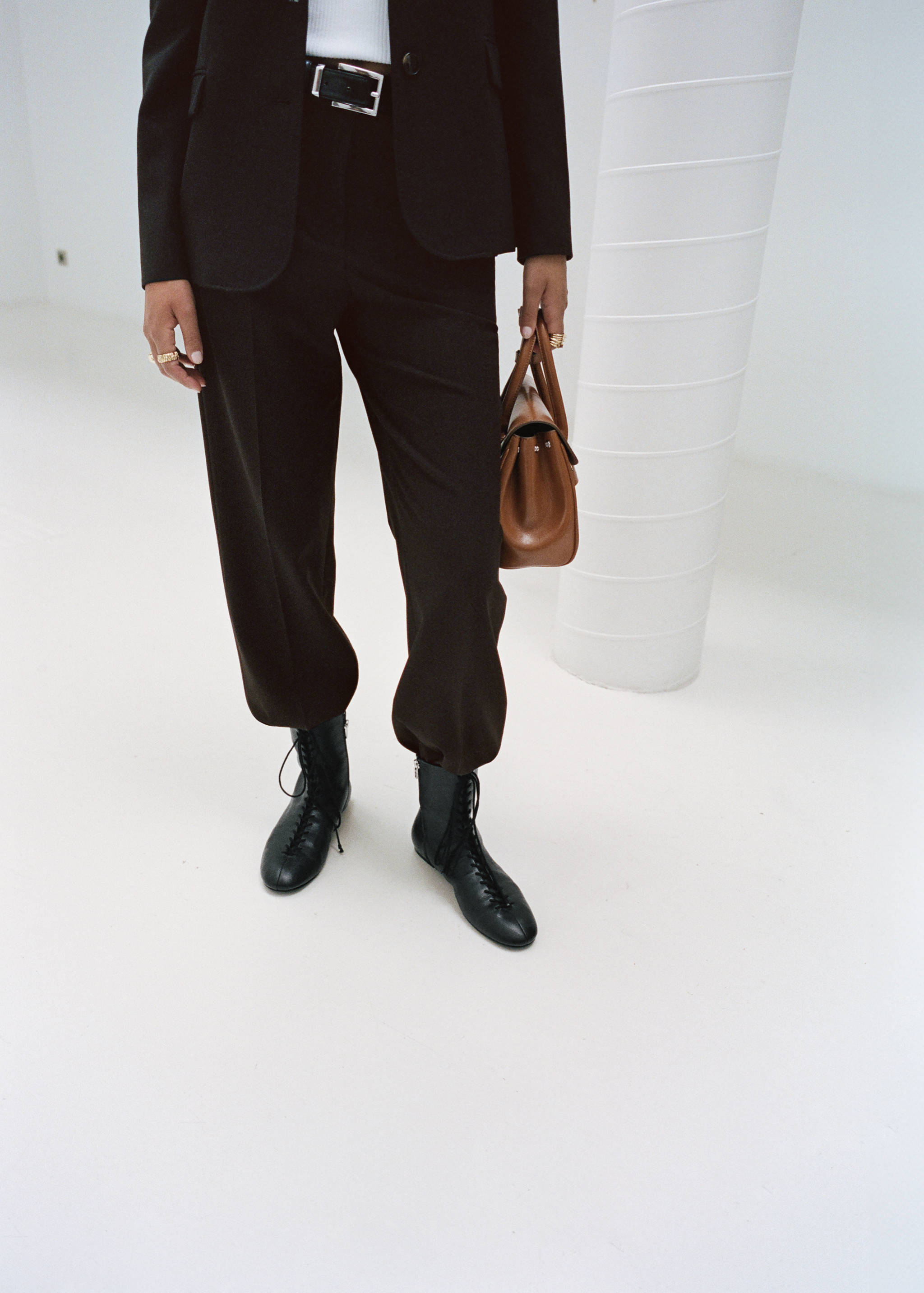 Lace-up leather ankle boots - General plane