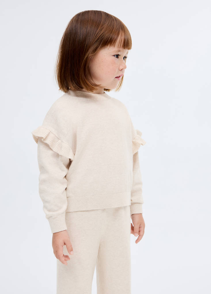 Ruffle knitted sweater — Beige
