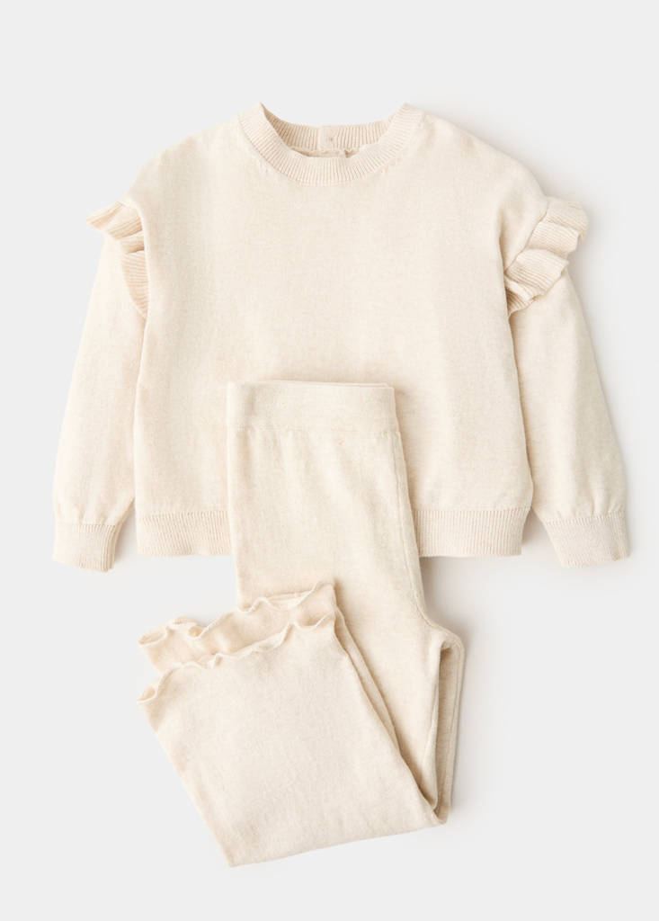 Ruffle knitted sweater — Beige