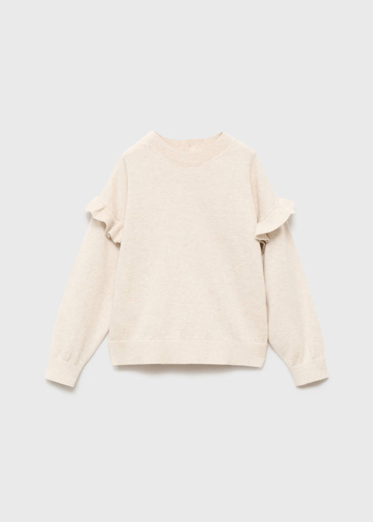 Ruffle knitted sweater — Beige