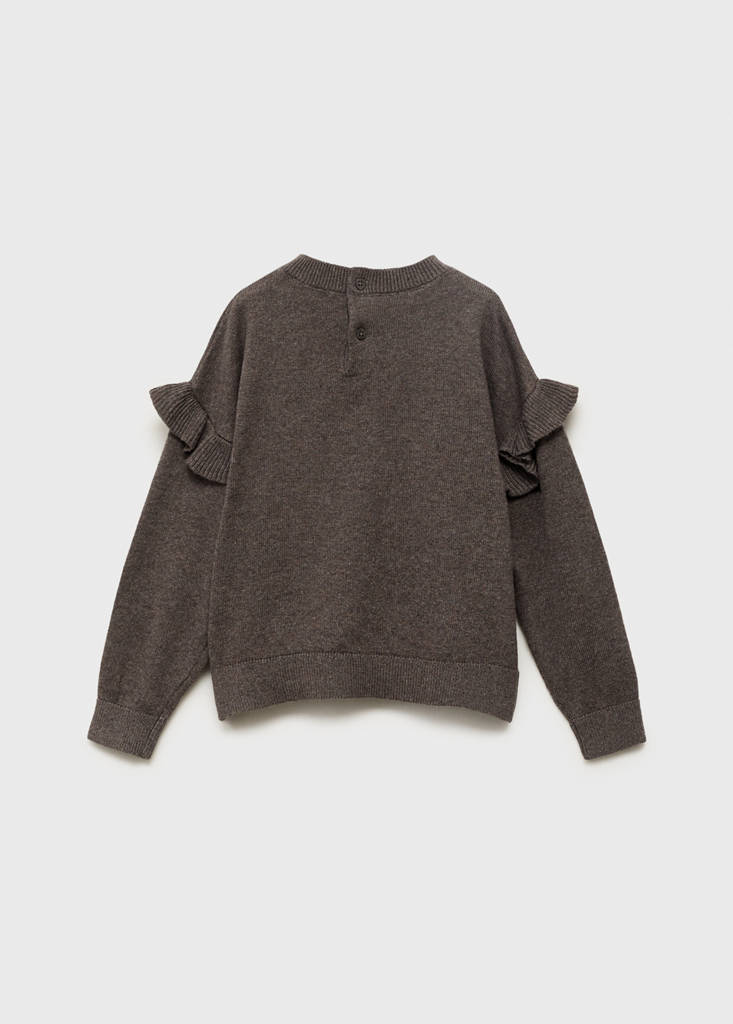 Ruffle knitted sweater — Brown