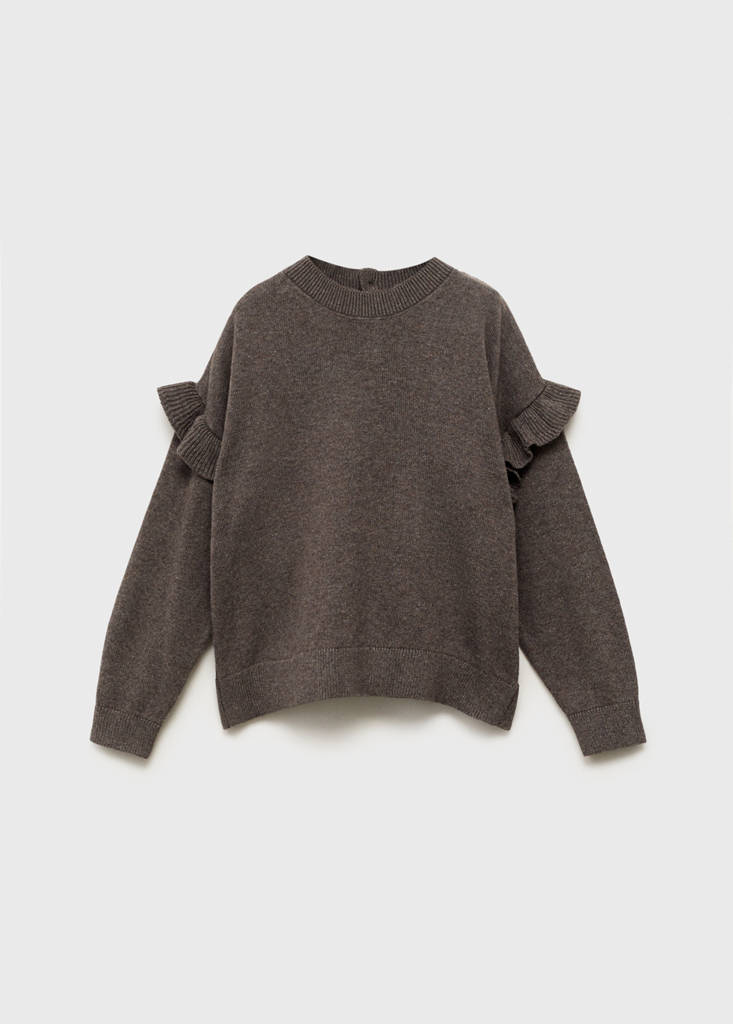 Ruffle knitted sweater — Brown