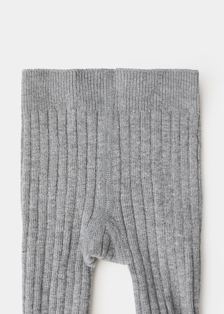 Ribbed tights — Medium Heather Grey