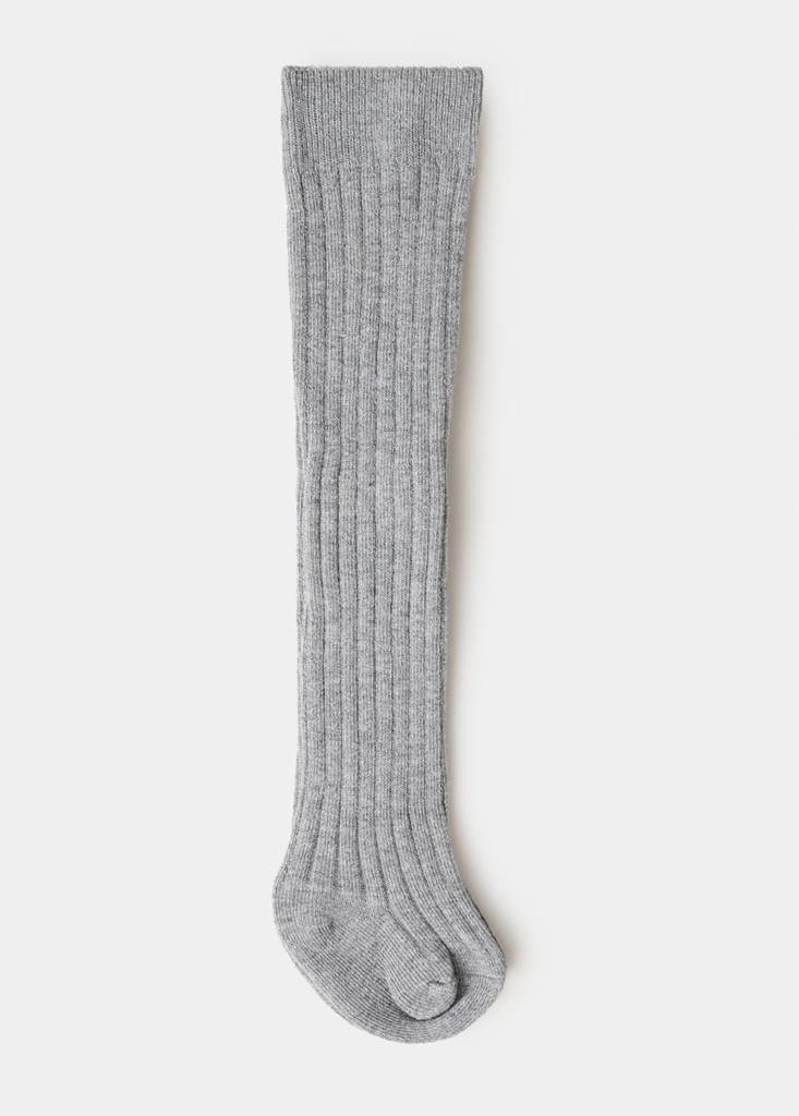 Ribbed tights — Medium Heather Grey